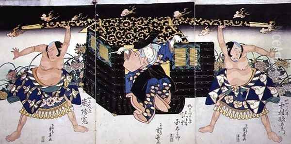 A Scene from the 4th act of a kabuki play, Ashiya doman ouchi kagami, 1830 - view 1