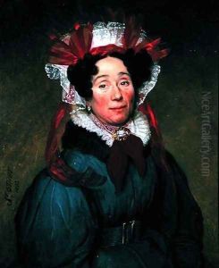 Portrait of a lady with a red and white bonnet, 1833