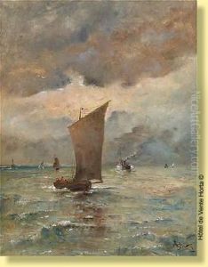 Marine Avec Bateau De Peche Et Vapeur