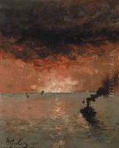 Marine Soleilcouchant (1890) by Aime Stevens