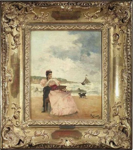 An Elegant Ladysitting At The Beach - view 1