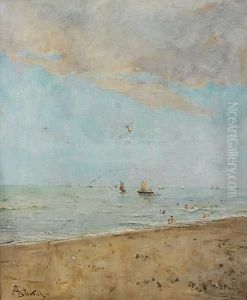Baigneurs Et Bateaux A Voile