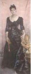 Portrait De Mme. La Baronne Du Mesnil De Saint-front (former Mme. Feu Prosper Crabbe) by Aime Stevens