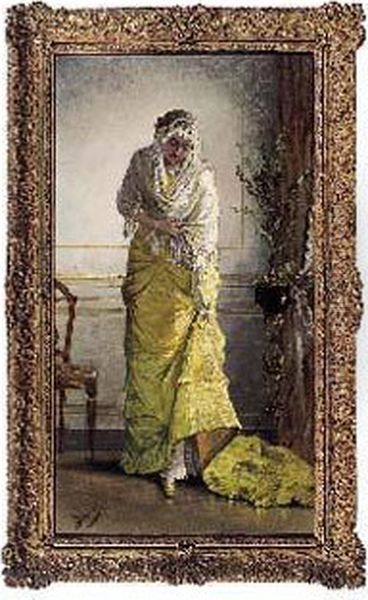 Elegante A La Robe Jaune - view 1