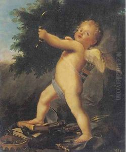 Cupid, an allegory of love triumphant by French School