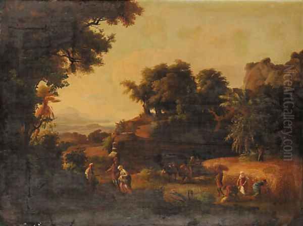 An Italianate river Landscape at Sunset with Ruth meeting Boaz - view 1