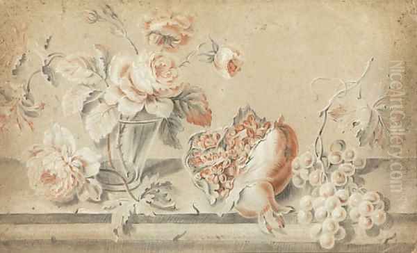 Still life with grapes and roses - view 1