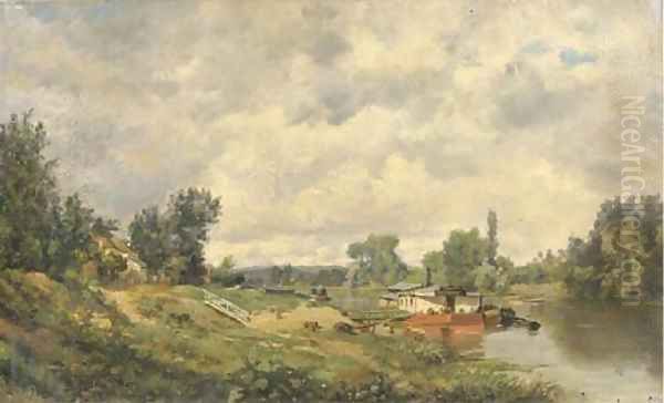 Bateau Lavoir a houseboat on a tranquil river - view 1