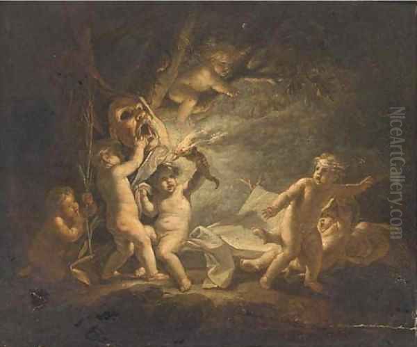 Putti disporting with tools of a sabbath - view 1