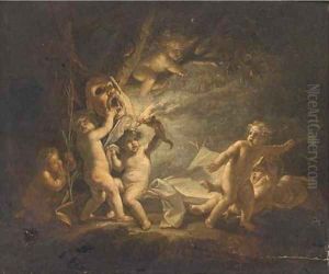 Putti disporting with tools of a sabbath by French School