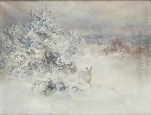 Hare In A Winter Landscape - view 1