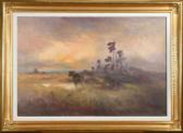 Alg I Skymningslandskap, Signerad Mosse Stoopendahl - view 1