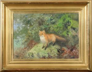 Rav I Gronska Olja Pa Duk, Signerad Och Daterad 1934, 36x52 by Mosse Stoopendaal