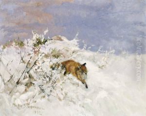 Rav I Vinterlandskap by Mosse Stoopendaal
