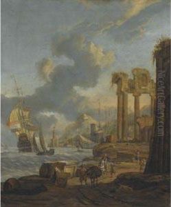 A Mediterranean Harbour Scene by Abraham Storck