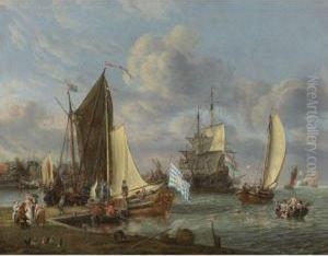 A Dutch Harbor by Abraham Storck
