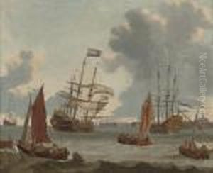 A Dutch Man-'o-war And Other Vessels Off The Coast
