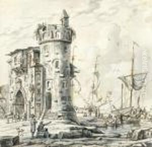 Port Et Rempart D'une Ville by Abraham Storck