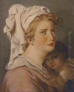 A mother and her child by French School