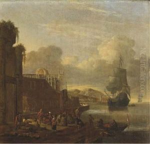 Scene De Port Mediterraneen by Abraham Storck