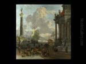 Sudlandische Hafenansicht Mit Belebter Kauffahrtei-szene by Abraham Storck