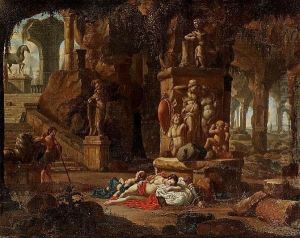 Diana And A Nymph Asleep In A Grotto by Abraham Storck