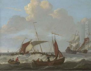 Dutch Shipping In Choppy Seas by Abraham Storck