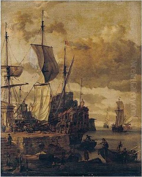 A Mediterranean Harbour Scene - view 1