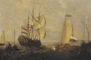A Boeier, Dutch Man-o-war And A Bezan Yacht