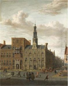 Utrecht: A View Of The City Hall On The Oude Gracht by Abraham Storck