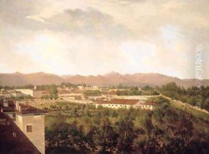 A town at the foot of the Pyrenees by French School