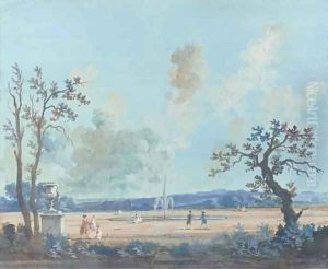 Elegant figures in the park at Versailles by French School