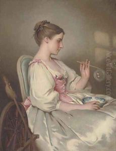 Jeune fille aux bulles by French School