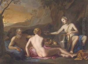 Lot and his Daughters by French School