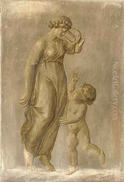 Nymphs with lyres and putti - view 1