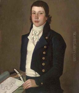 Portrait of a boy, three-quarter-length, in a blue coat with gold buttons