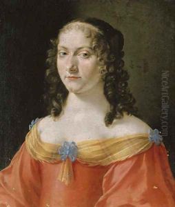Portrait of a lady, half-length, in a red and gold dress