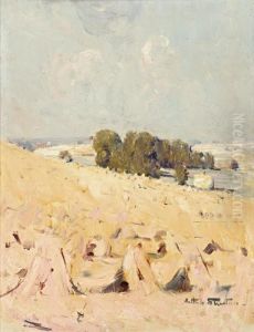 Hay Stooks, Sussex by Arthur Streeton