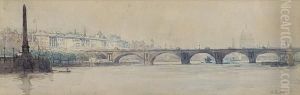 Waterloo Bridge From The Thames Looking East With Somerset House And St Paul's Beyond by Arthur Streeton