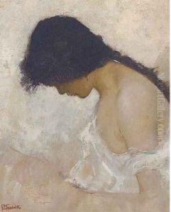 A young beauty with flowers in her hair by French School