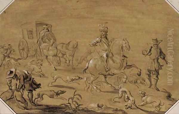 Hounds under the coach - view 1