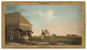 Gimcrack On Newmarket Heath, With A Trainer, Jockey And Stablelad by George Stubbs