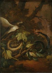 A Bird Defending Hernest Against A Snake