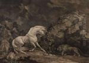 A Horseaffrightened By A Lion by George Stubbs