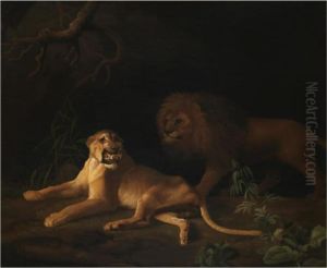 A Lion And A Lioness by George Stubbs