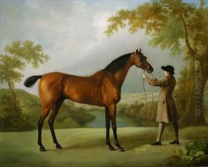 Tristram Shandy, A Bay Racehorse Held By A Groom, In An Extensive Landscape