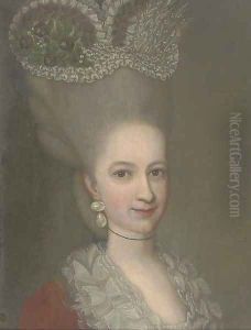 Portrait of a lady, bust-length, in a floral headdress