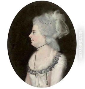 Portrait of a lady, bust-length, in profile to the left, in a lace shawl