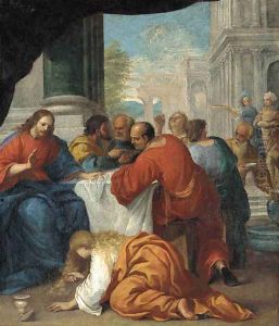Saint Mary Magdalene anointing Christ's feet by French School