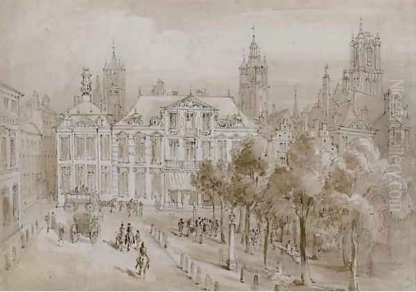 Sunday in a French square - view 1